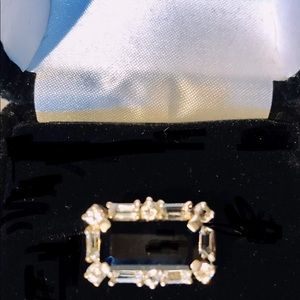 Genuine Diamond Accent Ring with Black center emerald cut stone.